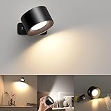Mexllex LED Wandleuchte Innen, 3 Helligkeitsstufen 3 Farbmodi, 360° Drehbare...