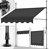 tillvex Klemmmarkise 300cm Anthrazit mit Handkurbel Balkon | Balkonmarkise ohne Bohren |...
