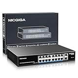 16 Port Gigabit PoE Switch Unmanaged, 16 Port PoE+@250W, 2 Gigabit Uplink Ports,...