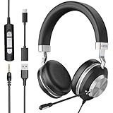Wantek Headsets mit Noise Cancelling Mikrofon,USB/3.5mm/USB C Jack 3-in-1 PC...