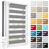 Estika Doppelrollo klemmfix ohne Bohren Nach maß - 27 Stoff Farben - Breite 30-129 cm -...