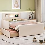 Dolamaní Modern Jugendbett 90x200 cm Polsterbett mit Bettkasten, Bett mit Lattenrost &...