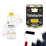 Creative Deco Set: Kreidefarbe Tafelfarbe Schwarz 1L + Grundierung Wand 1L | Für Wände,...