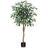 Kazeila Kunstpflanze Ficus Benjamina 120cm Künstliche Pflanzen Groß mit Natürlichen...