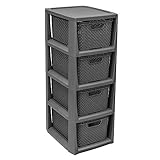 BranQ - Home essential Regal in Rattan Design, Plastic, Anthrazit, 23 x 29 x 65...
