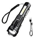BORUIT A76 Taschenlampe LED Extrem Hell 20000 Lumen - Aufladbar 7 Modi USB-C...