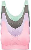 Damen-BH, nahtlos, kühlend, ohne gepolstert, 4 Stück, Nahtloser, Farbe: Blau, Rosa, Grau...