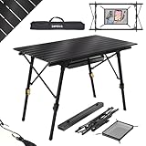 24MOVE® Campingtisch Klapptisch mit Aluminiumrahmen, Tischplatte aufrollbar,...