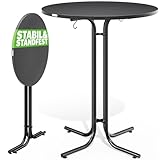 Casaria® Stehtisch Ø 80 cm Klappbar Rund Stabil Garten Hoch Holz pulverbeschichtet...