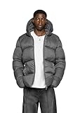 Burocs Glossy Puffer Jacket - Dark Grey - Jacke Herren - 2-Wege Reißverschluss - Metall...