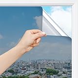 rabbitgoo Spiegelfolie Fenster Sichtschutz, Einseitig Fensterfolie Blickdicht von außen...
