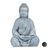 Relaxdays XL Buddha Figur sitzend, 50 cm hoch, Feng Shui, Outdoor, Garten...