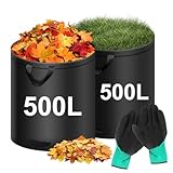 2X 500L Gartenabfallsack, Wiederverwendbare Gartensäcke mit Griffen,...