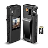 Hoestr A32 128GB Körperkamera, Portable Kamera mit 180° drehbarem Objektiv und...