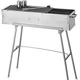 Tragbarer BBQ-Grill, 32 Zoll, tragbarer, robuster Holzkohlegrill aus Edelstahl,...