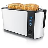 Arendo - Edelstahl Toaster Langschlitz 4 Scheiben, Defrost Funktion, Wärmeisolierendes...