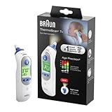 Braun ThermoScan 7+, IRT6525WE Infrarot Fieberthermometer Vorgewärmte...