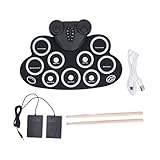 Roll-Up-Drum-Set mit Zwei Lautsprechern, MIDI-Unterstützung, Tragbares Elektronisches...