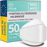 FiRiO® 50x FFP2 Maske Weiß [MADE IN EUROPE] - FFP2 Maske Fischform CE zertifiziert aus...