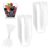 Fousenuk 50 stück dessertgläser mit Löffeln plastik, 2oz/60ML dessertschalen Klare...