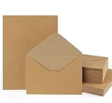 Mocraft 60 Sets Kraftpapier Karten mit Briefumschläge Natur-Braun Umschläge Falt-Karten...