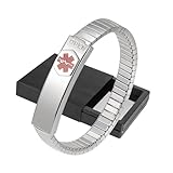 YINOX Medizinisches Notfall-Armband, elastischer Edelstahl, personalisierbar...