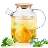 Glaskaraffe Mit Deckel 1,8l Holzdeckel Karaffe Glas Mit Deckel Glaskanne...