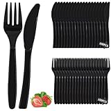 Plastikbesteck, 200 Stück Plastikbesteck Set, Party Besteck Plastik 100 Plastikmesser &...