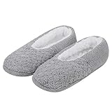 Strickhausschuhe Damen Indoor Schuhe Plüsch Bettschuhe Weiche Stoppersocken...