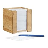 Relaxdays Zettelbox Bambus, Zettelkasten Holz, Notizzettel Halter, 900 Blatt, H x B x T:...