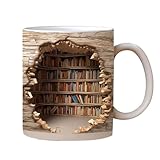 ROCKIA Tasse mit Bücherregal, 3D-Effekt, 325 ml, kreatives Raum-Design,...