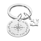 Schlüsselanhänger Gravur GPS ANKER 925 Silber Anhänger Mann Koordinaten...