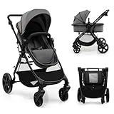 DREAMADE Kinderwagen 2 in 1, Klappbar Kinderbugg mit Verdeck, Umkehrbarem Sitz,...