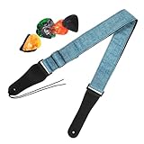 COMNESTBI 1Satz Gitarrengurt aus Verstellbarem Baumwoll Leinen mit Bunten Plektren für...