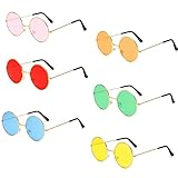 Fengguock 6 Stück Vintage Runde Hippie Sonnenbrille, Partybrille, Hippie Retro...