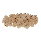 Ghulumn 1 Packung mit 20 natuerlichen runden Holzperlen - 10 mm