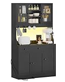 Küchenschrank mit Arbeitsplatte, Sideboard mit LED, Steckdose, Buffetschrank...