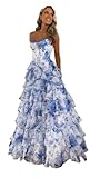 TräGerloses Korsett-Ballkleid FüR Frauen Lang A-LinieB allkleid Aus Chiffon...