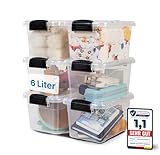 2mGoods - 6er Set 6L robuste Aufbewahrungsboxen mit Deckel L28xB19.5xH15.5 cm...