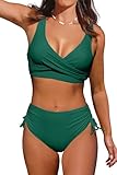 Beachsissi Damen Hoch taillierte Badeanzüge Criss Cross Drawstring Side Bikini Sets Lace...