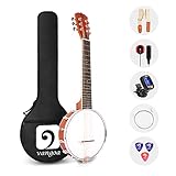 Vangoa 6 Saitige Banjo Sapele Mini 26 Zoll Banjo-Gitarre mit Anfänger Kits