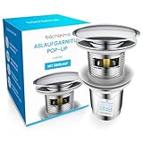 Bächlein Universal Ablaufgarnitur mit Überlauf (Chrom) - Pop Up Ventil für Waschbecken...