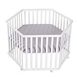 roba Laufgitter 6-eckig - Baby Spielgitter hexagonal + Einlage roba Style grau - 3-fach...