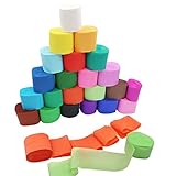 Krepppapier, 24 Rollen Bunt Kreppbänder, 10 Meter x 4.5 cm Bänder Crepe Paper, DIY...