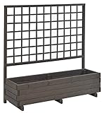 GASPO Blumenkasten mit Rankgitter Hellbrunn | Vintage-grau, aus massivem Holz |...