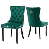 Samt gepolsterte Esszimmerstühle 2er Set mit Nagelkopfrückseite Elegante Loungesessel...