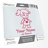 Kiwistar - Babyaufkleber - Neonpink - Mädchen Zöpfe Herz Sticker - mit...