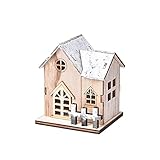 Zettelbox Rose Weihnachtsdekoratives leuchtendes Holzhaus LED Holzweihnachtshaus...