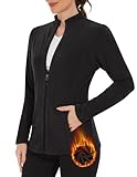 WOWENY Fleecejacke Damen Warm Gefüttert Sweatshirt mit Stehkragen und Full Zip Fleece...