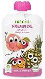 FRECHE FREUNDE Bio Quetschie Apfel, Guave, Mango und Ananas, Fruchtmus im Quetschbeutel...